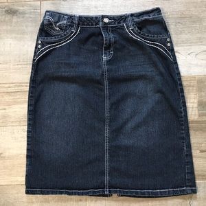 Dark Midi Denim Skirt